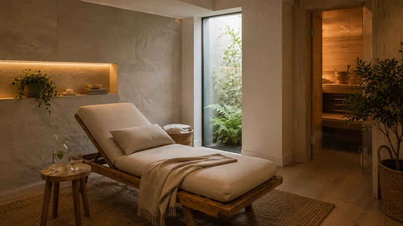 Liege im Ruhebereich zwischen Bad und Sauna