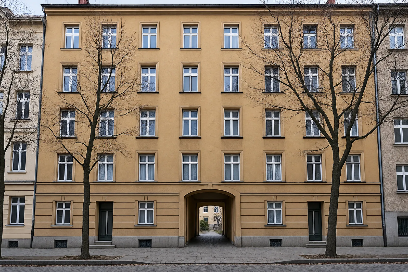 Gründerzeithaus mit Tordurchfahrt zum Hinterhaus, wie zwischen Delitzscher und Wittenberger Straße üblich